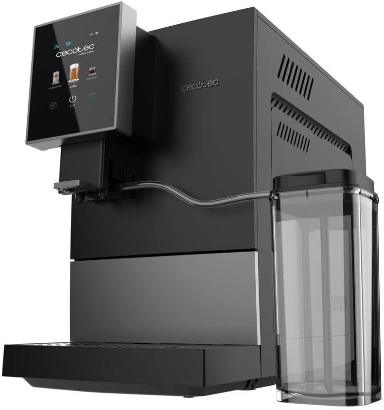 Cecotec Kompakte Superautomatische Kaffeemaschine mit Wifi Cremmaet Compactccino Connected Black Rose. 1350W, 19 Bar, TFT-Bildschirm und APP, Mahlwerk, Milchtank 400 ml und 1 Liter Wasser