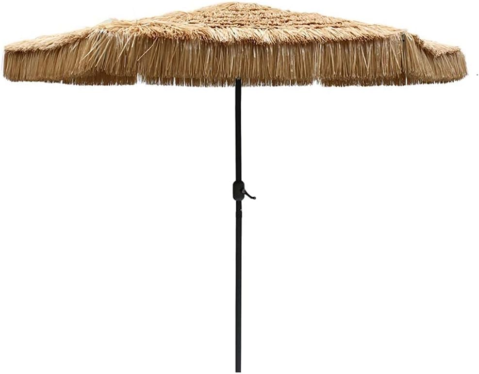 Garten Parasole Parasol, Strandparasol mit Handkurbelgriff, wasserdichte Sonnenschatten Außenstroh für Gartenpool Patio Raffia Regenschirm Außenparasole Parasole