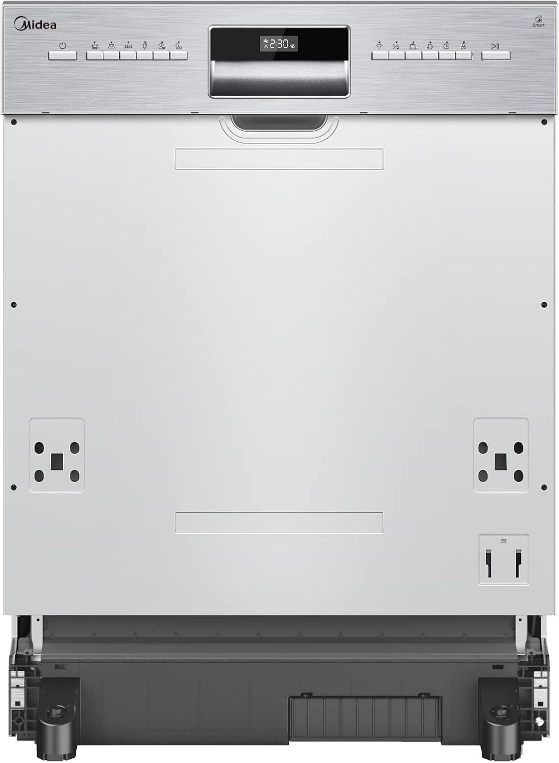 Midea Geschirrspüler Unterbau MDWEU1435XSS-W, 14 Maßgedecke, Spülmaschine 60 cm Teilintegrierbar mit WIFI, Extra Trocknung, 7 Programme, 47dB, 0-24h Startzeitverzögerung, Inox