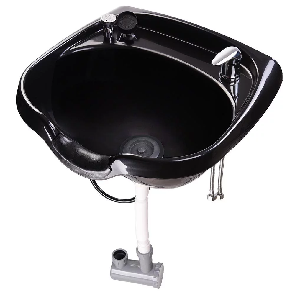 Wastafel voor Shampoo met Haarwasbak en Gel Neksteun, Haarvanger, CUPC Vacu��m Terugslagklep, Muurmontage voor Kapsalon, Spa of Thuisgebruik