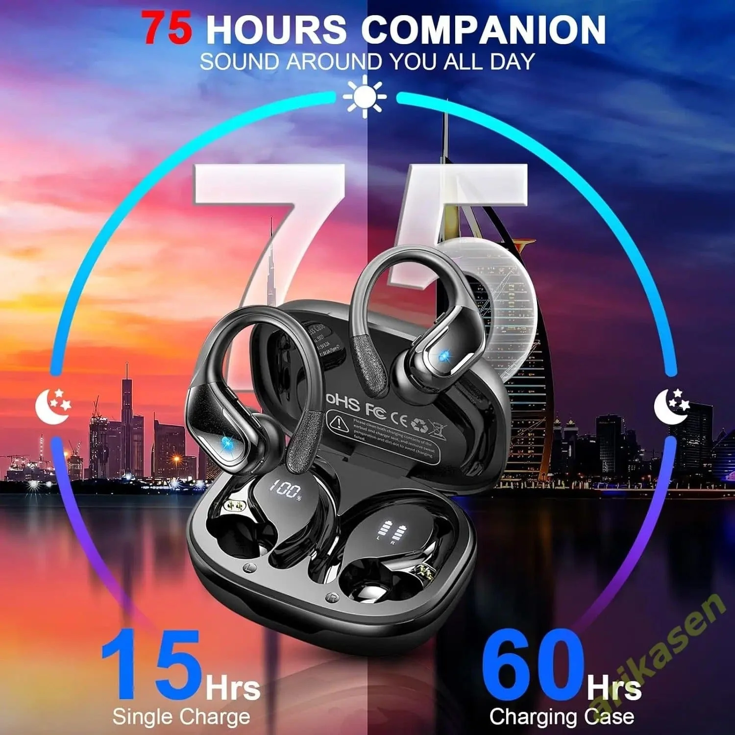 Bluetooth 5.3 Earphones IP7 Waterproof Wireless Headphones