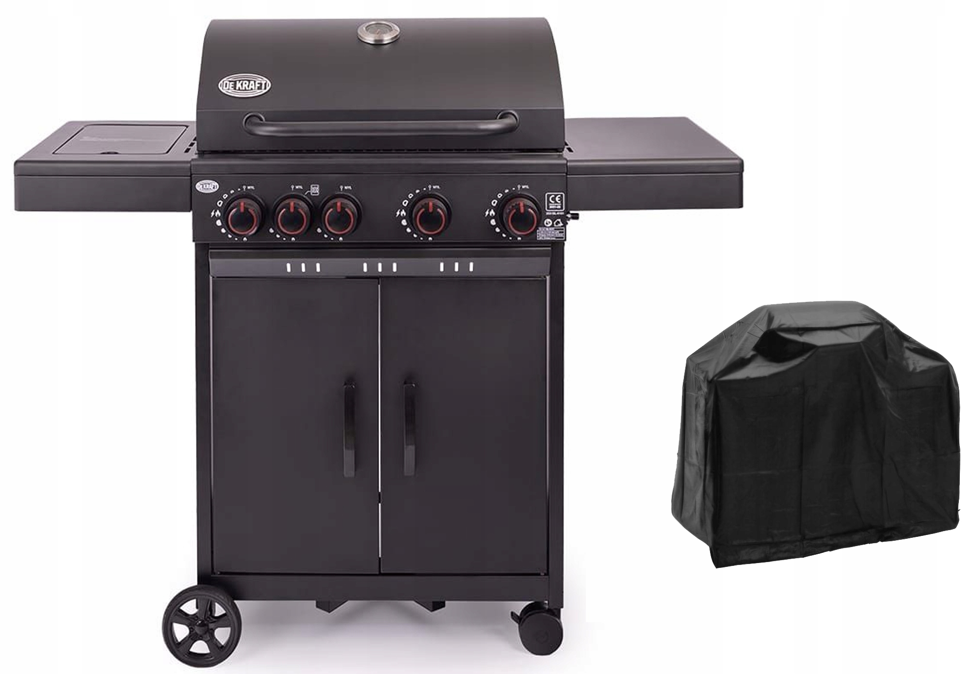 DEKRAFT GRILL GAZOWY 4+1 PALNIKI RUSZT ŻELIWNY POKROWIEC SZAFKA ( NEVADA )