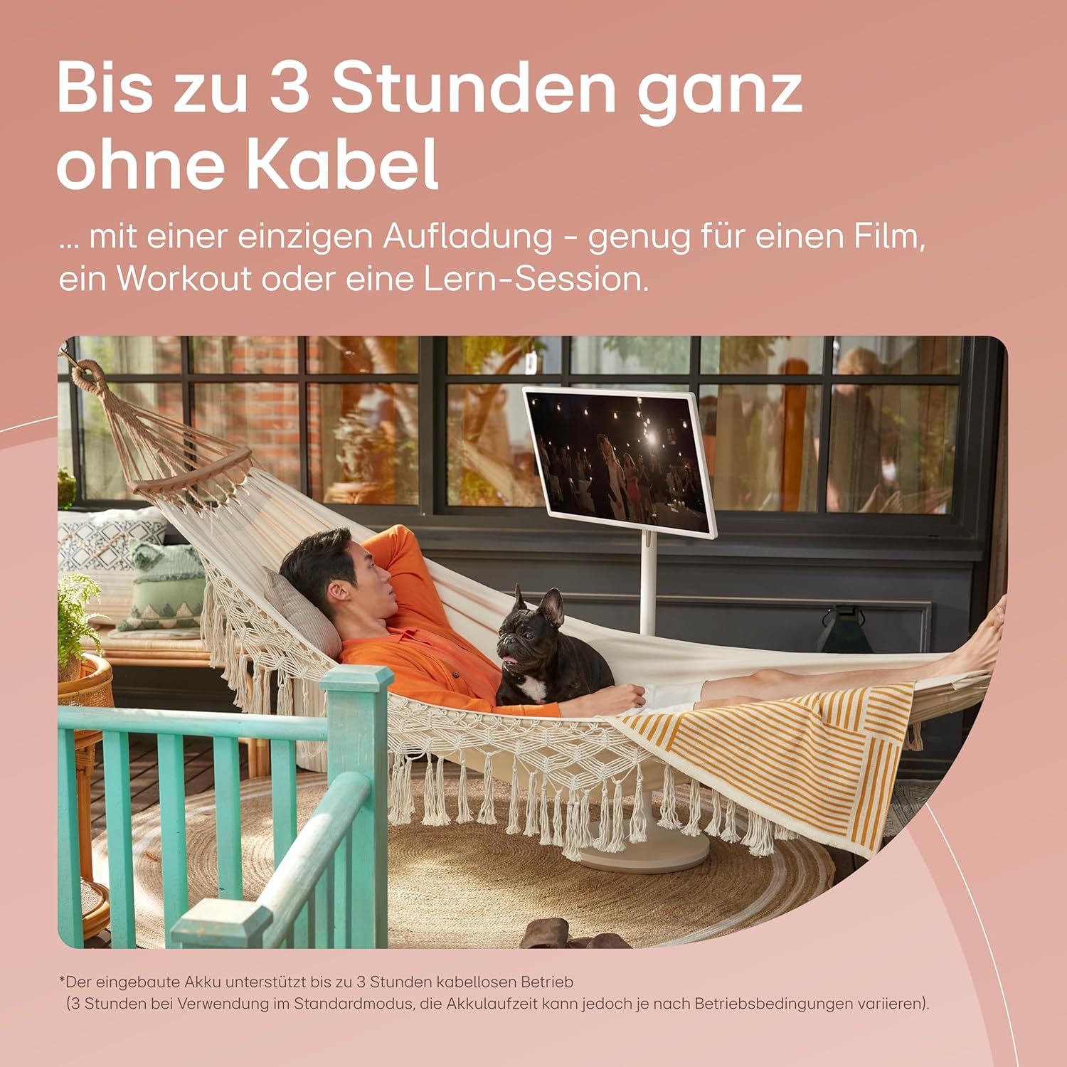 LG 27ART10 TV 68cm (27 Zoll) Lifestyle TV StanbyME (Touch Screen, 60 Hz, integrierter Akku, Streaming Apps), Beigefarben