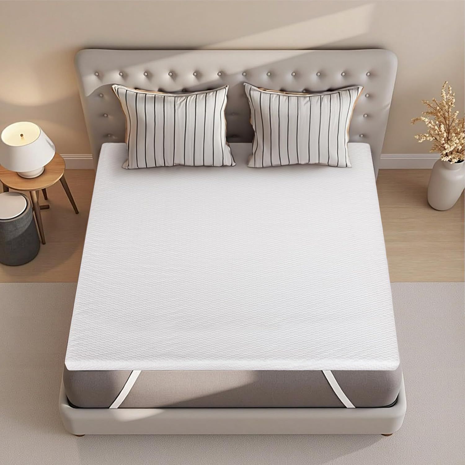 Queen Size Gel Memory Foam Mattress Topper with Bamboo Cover
