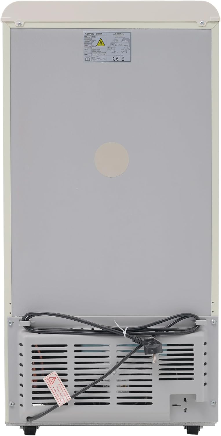 Merax Retro Kühlschrank, Doppeltür, 72L Gesamtvolumen, 21L Gefrierfach, Energieklasse E, 120 kWh/Jahr, LED-Beleuchtung, 3 verstellbare Einlegeböden Weiß