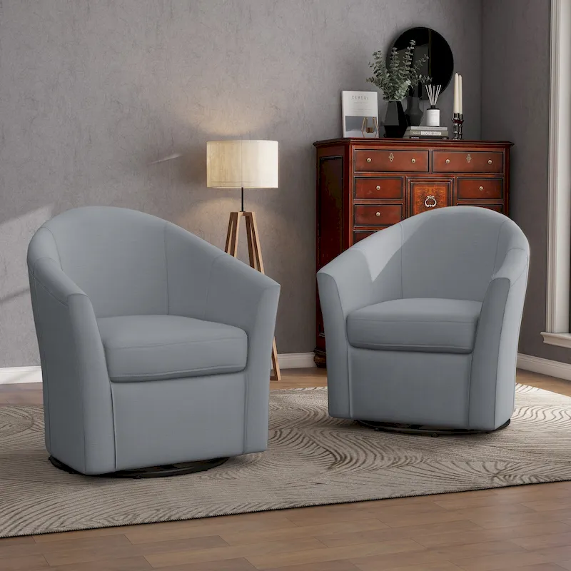 Set of 2 Modern Upholstered Swivel Barrel Chair Living Room Accent Chair