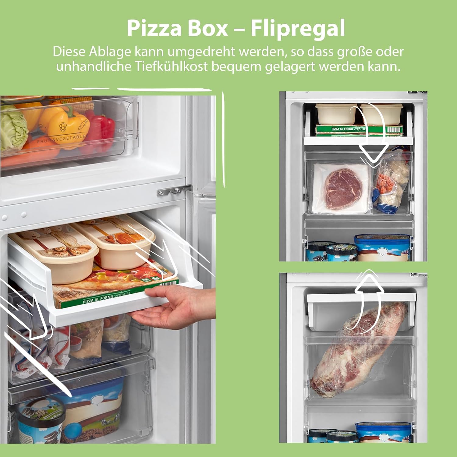 Comfee‘ Kühlschrank mit Gefrierfach 174L, Höhe 150cm, Kühl-Gefrierkombination-115L Kühlteil, 59L 4 Sterne Gefrieren -24℃, LED-Licht, Low Frost für kleine Wohnungen, Büros, RCB169DS2(E) Silber