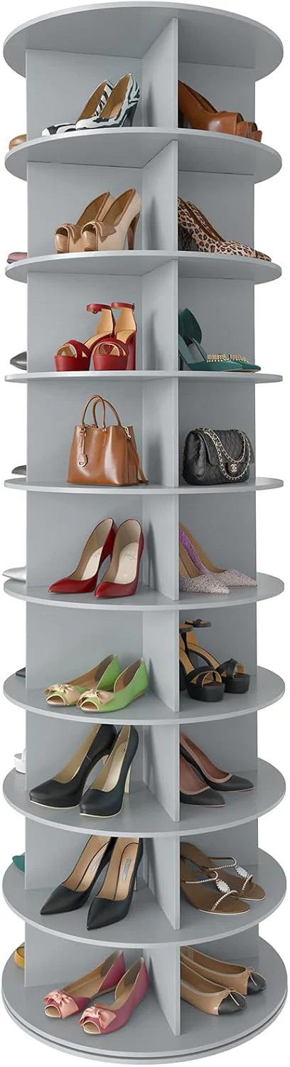 SpaceAid 7 Tier Rotating Shoe Rack Tower, Spinning Shoe Display Lazy Susan