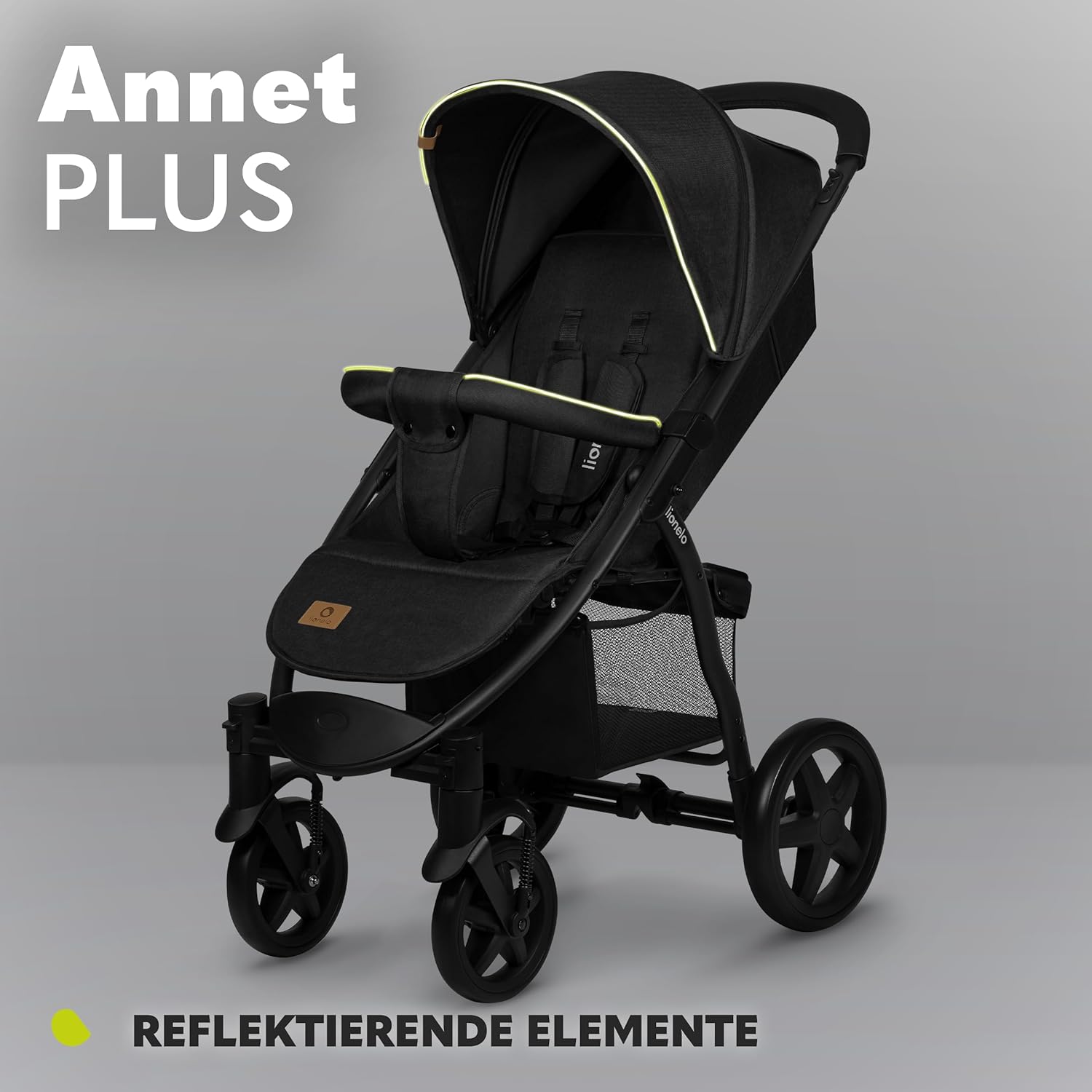 LIONELO Annet Plus Buggy bis 22 kg mit Liegefunktion, Kinderwagen klein zusammenklappbar mit Zubehör, Eva-Schaum-Räder, Moskitonetz, Fußdecke Getränkehalter, Korb