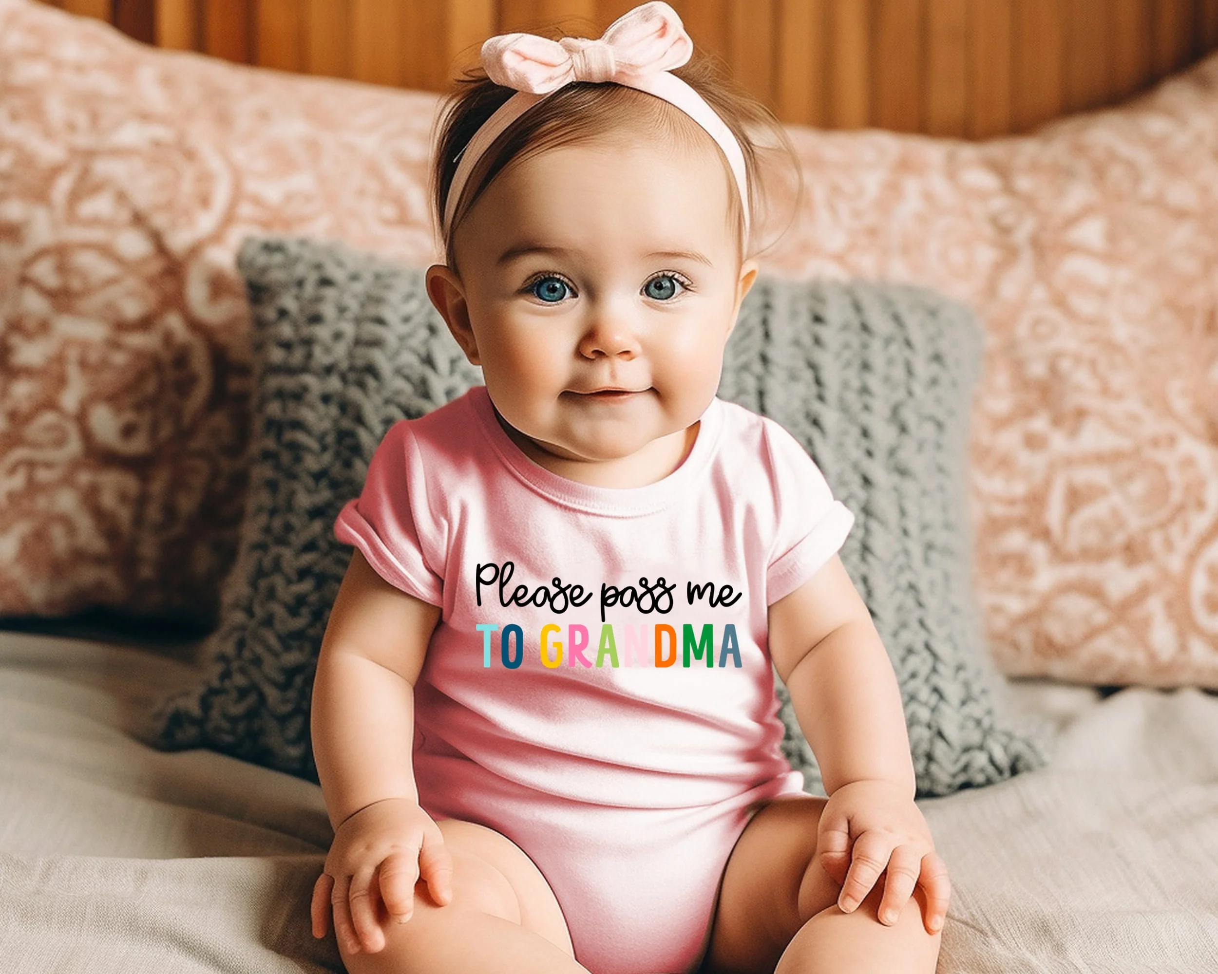 Pass Me To Grandma Baby Onesie? - Funny Unisex Bodysuit - Cute Baby Gift - Mother's Day Gift for Grandma