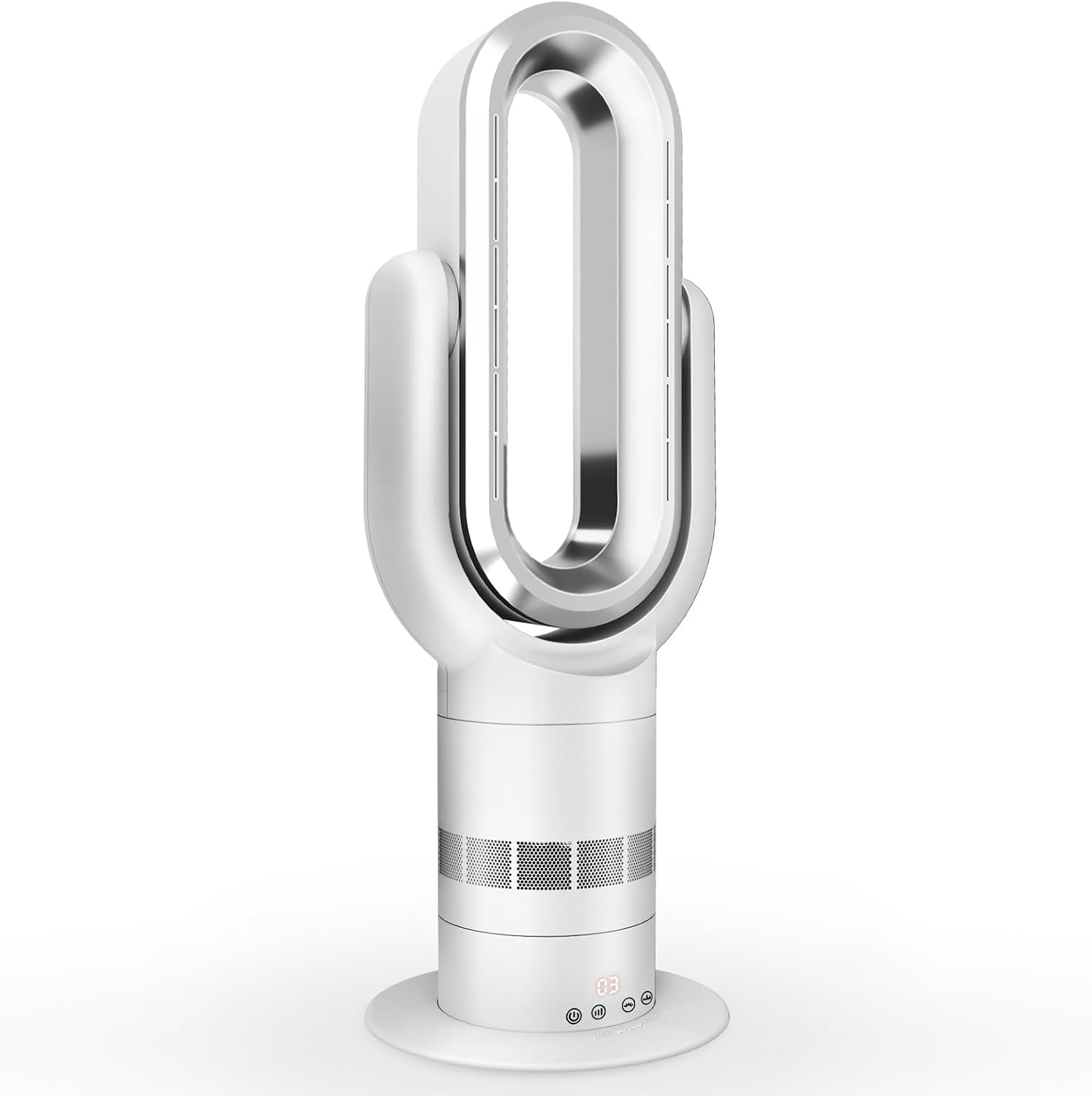 QG660 Bladeless Turmventilator, 2-in-1 Heizgerät & Kühlventilator, 10 Kühl- & 3 Heizstufen, Fernbedienung & Touch-Steuerung, Ultra-Leiser & Energiesparender DC-Motor