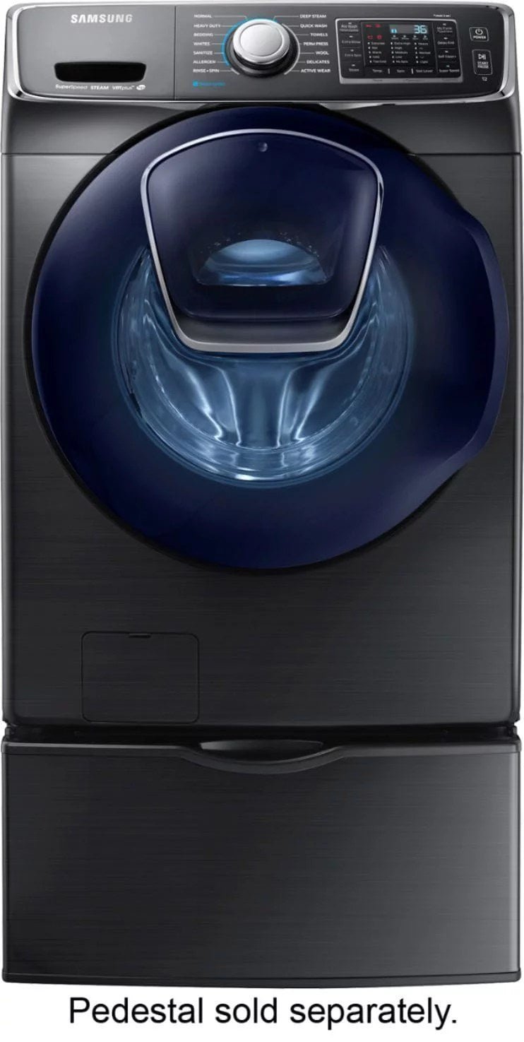 Samsung �C 4.5 Cu. Ft. High Efficiency Stackable Front Load Washer with Steam and AddWash �C Black stainless steel