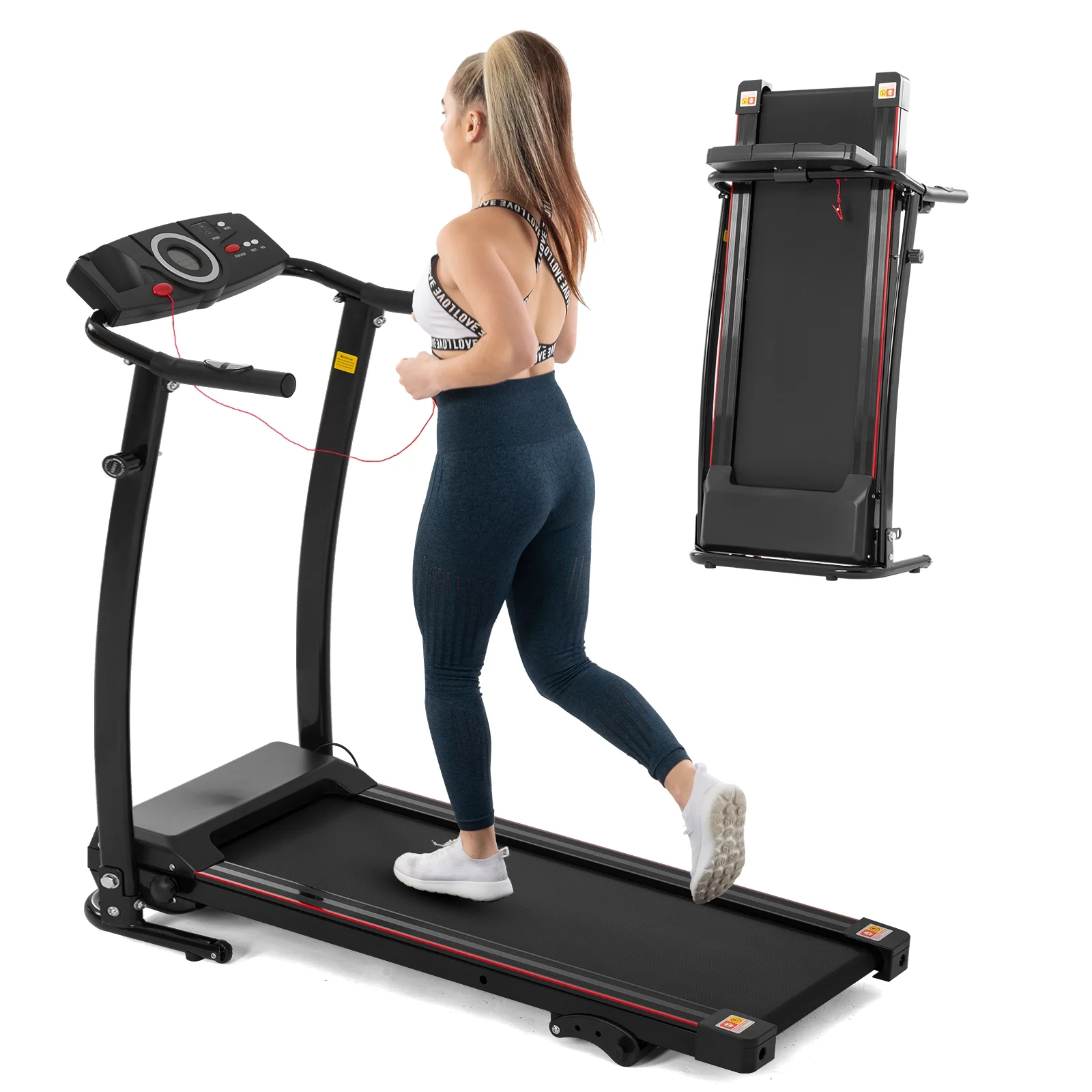 2025 FYC opvouwbare loopband met verstelbare helling, 2,5 pk elektromotor, compacte gemotoriseerde loopmachine voor thuis, fitness, hardlopen en wandelen, draagvermogen 100 kg