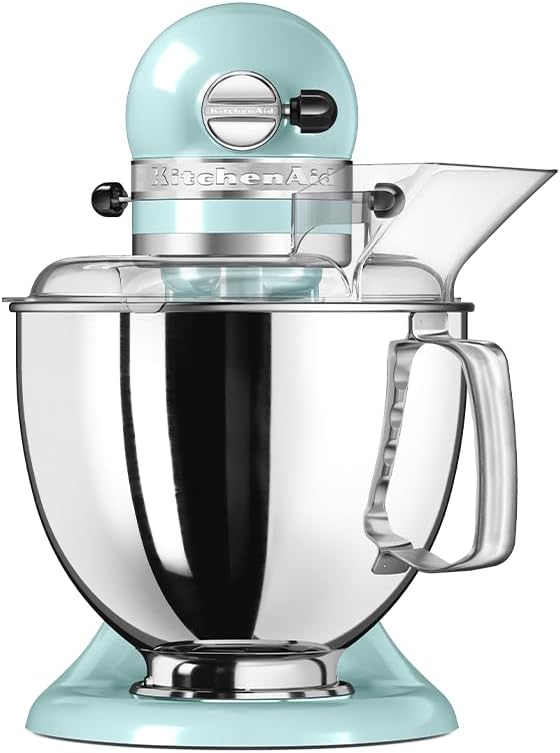 KitchenAid Küchenmaschine I Artisan I Kippbarem Food Processor I Teigknetmaschine mit 5 Zubehör | 2 Schüsseln aus Edelstahl | 4.8 L | Schwarz