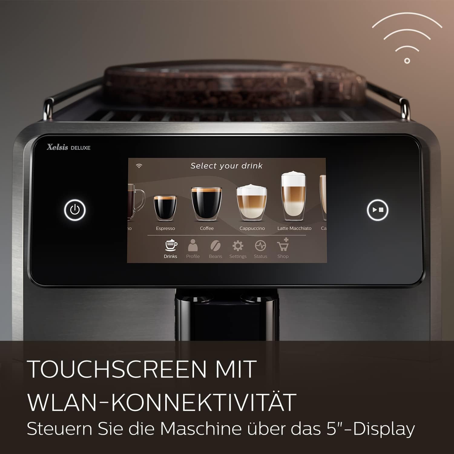 Saeco GranAroma Fully Automatic Espresso Machine, 16 Beverages, 6 User Profiles, Colored TFT Display, Metal Front, SM6585/00