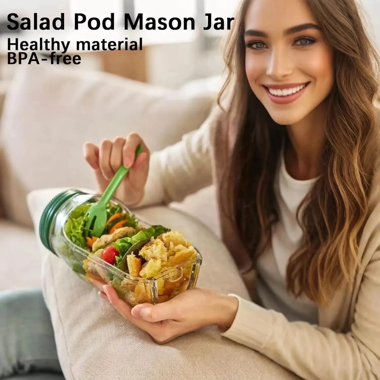 Auslaufsichere Salatbox To-Go mit Deckel | BPA-freier Lunchbox Becher für Büro & Schule | Praktischer Salatbecher für unterwegs