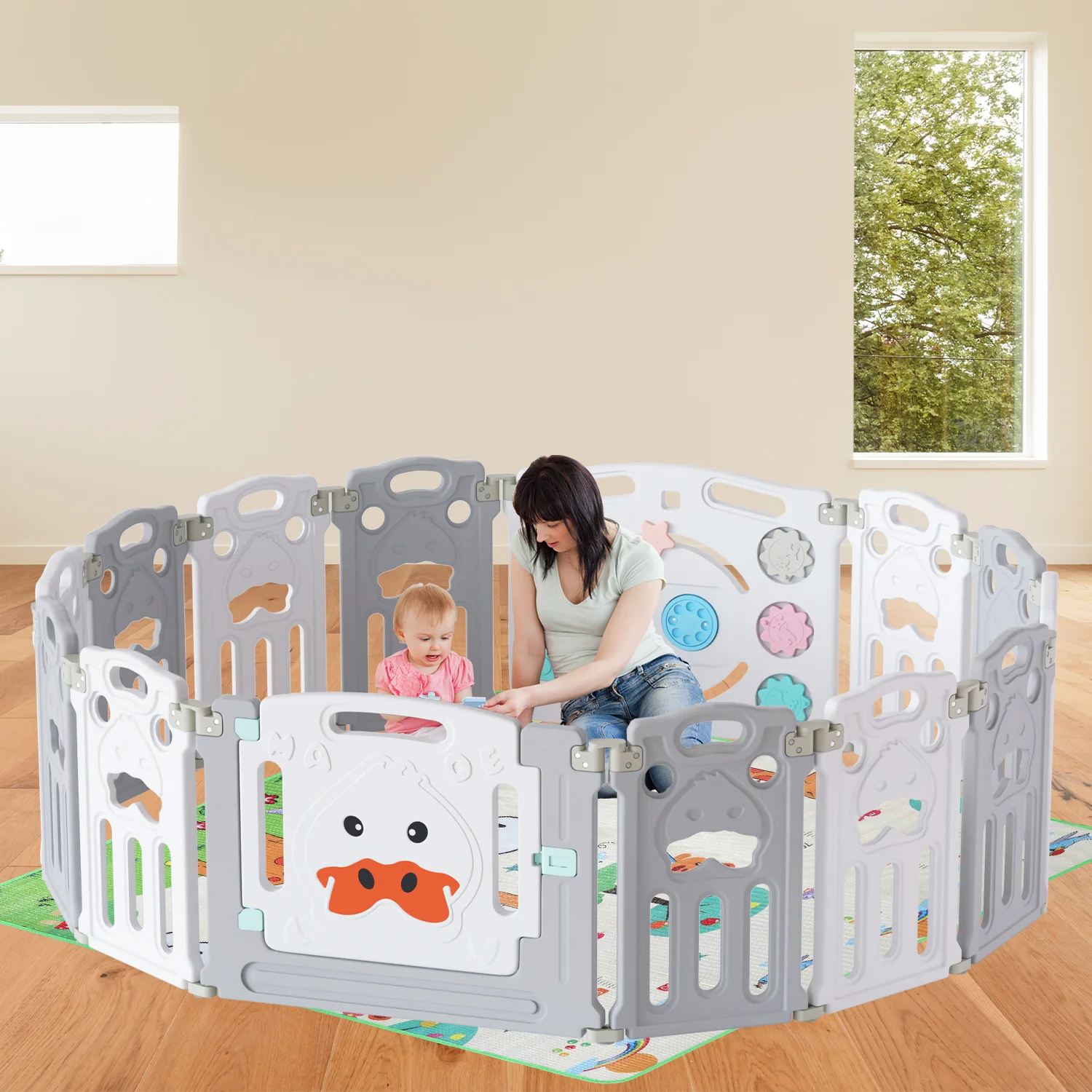 Sonnewelt Laufgitter Faltbares baby mit Krabbelmatte
