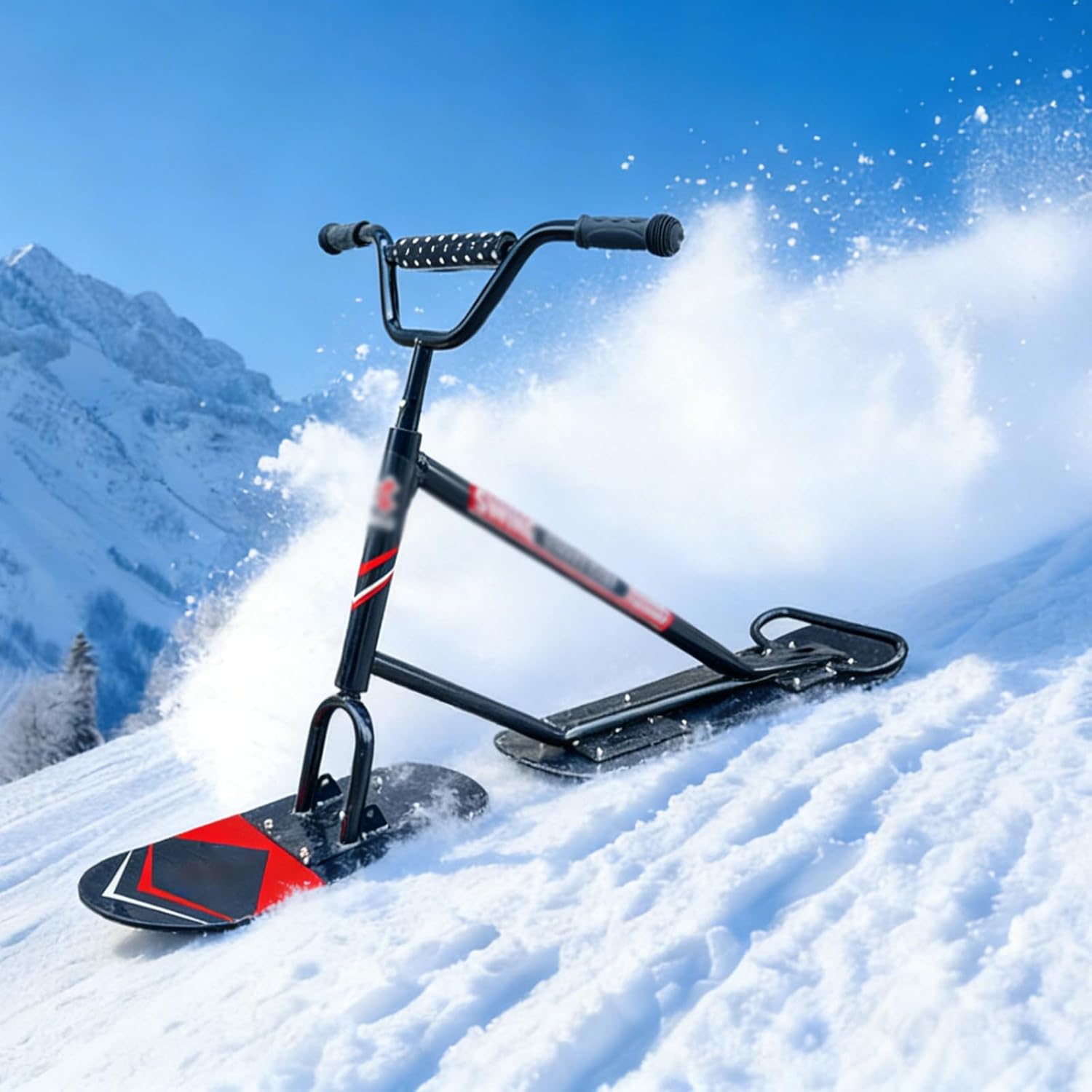 Professioneller Schneescooter für Erwachsene,360°-Lenk-Snowboard-Schlitten mit Aluminiumrahmen, 150 kg Traglast, All-Terrain-Performance für Wintersportbegeisterte Black