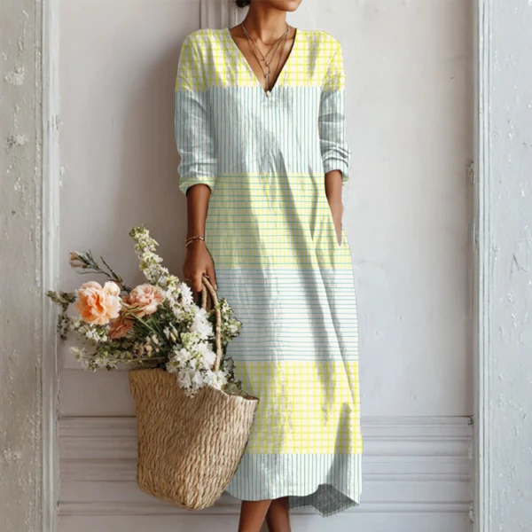 Luftiges Leinenkleid mit abstraktem Print
