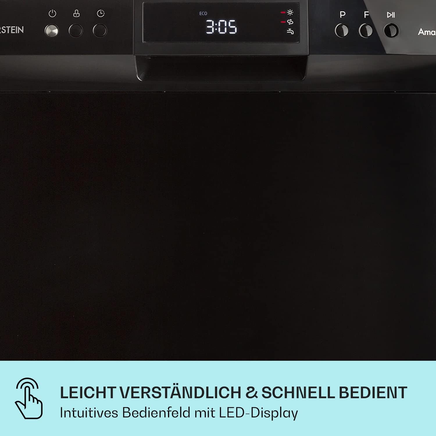 Klarstein  ia 8 - Spülmaschine, Geschirrspüler, Freistehend, Teilintegriert, F, 55 cm breit, 8 Maßgedecke, 6 Programme, Aquastop, silber
