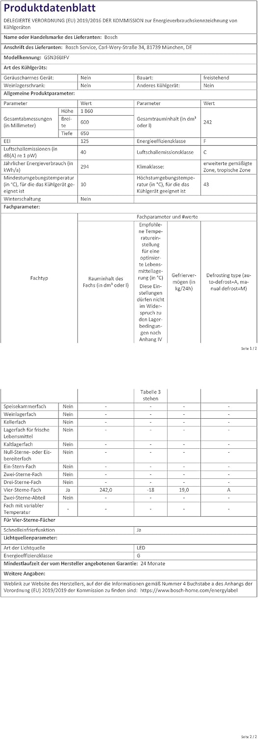 Bosch GIV11ADC0 Serie 6 Einbau-Gefrierschrank, 95 kWh, Jahr, 70 l, LowFrost, FreshSense, 72 x 56