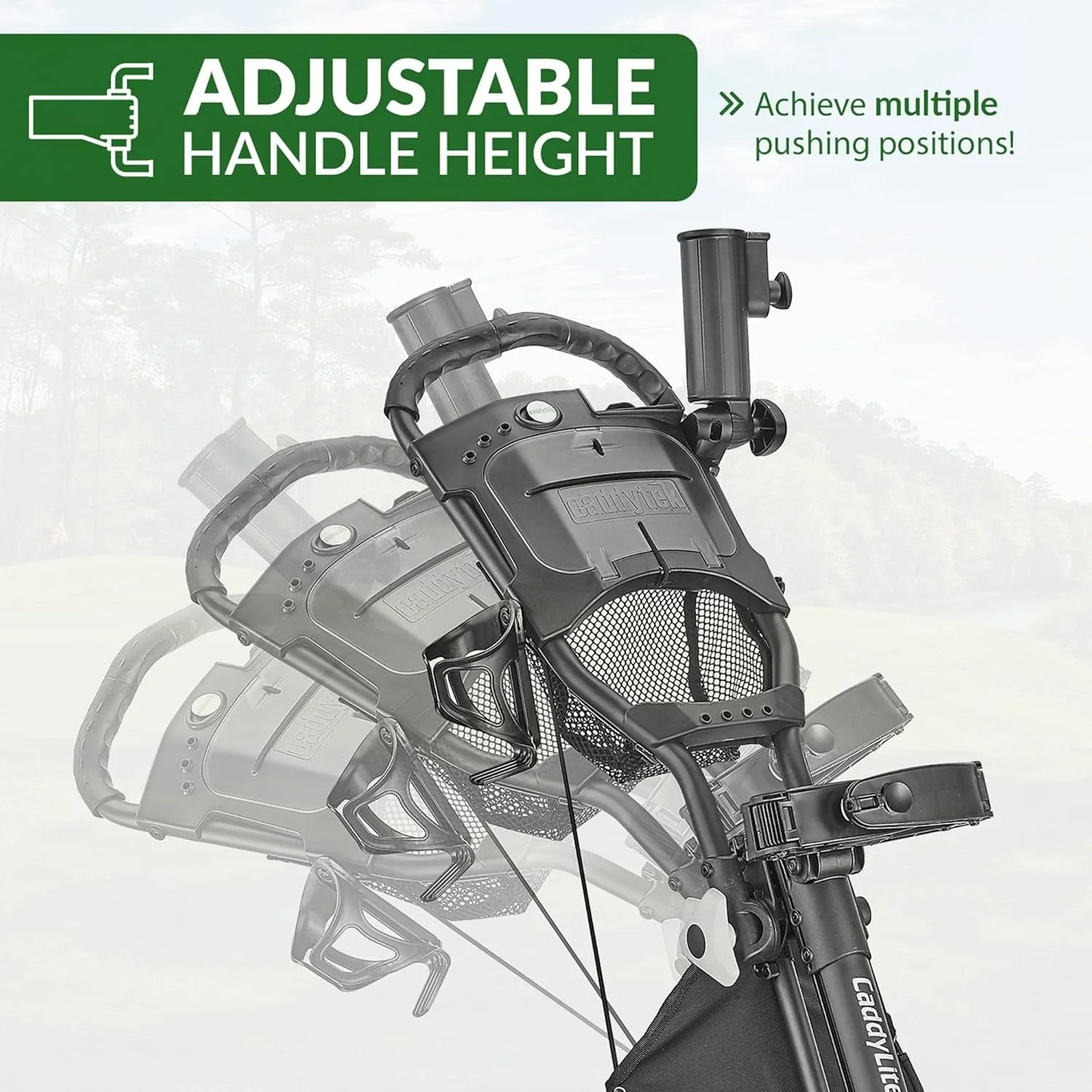 3Wheel Golf Push Cart - Golf Trolley Foldable Collapsible Lightweight Pushcart with Foot Brake - Easy to Open & Close