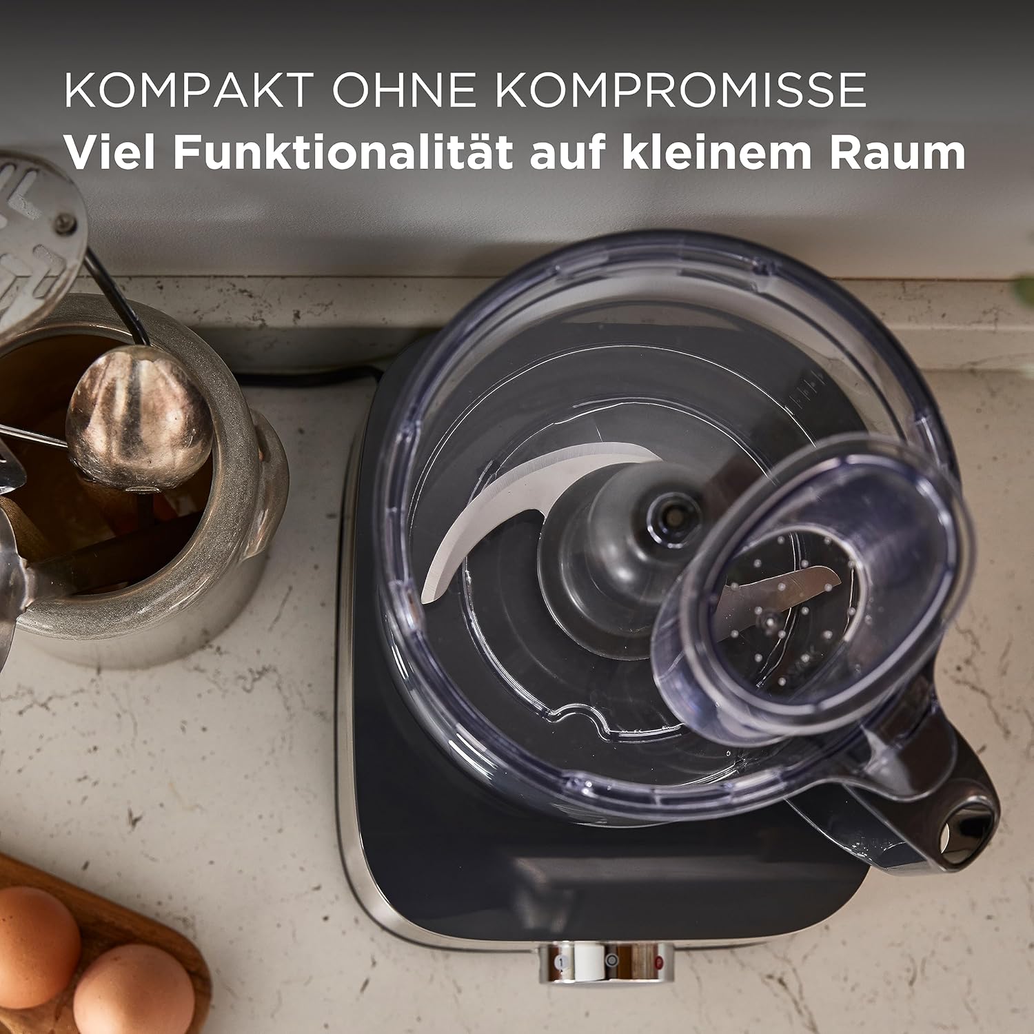 Kenwood MultiPro OneTouch FDM73.850SS – 3-in-1 Kompakt-Küchenmaschine & Mixer, 12 Zubehörteile, 6 Automatikprogramme, Variable Geschwindigkeit & Pulse-Funktion, Integrierte Waage, 1000 W, Silber