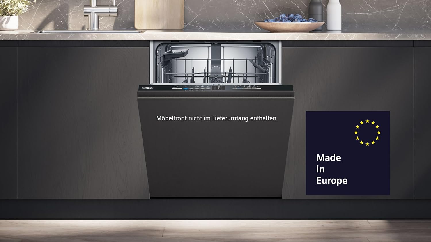 Siemens SN63EX06VE, iQ300 Smarter Geschirrspüler, Vollintegrierte Spülmaschine, 60 cm, Besteckschublade, Extra leise, varioSpeed, Automatische Türöffnung, Dreifach rackMatic, infoLight, intesiveZone