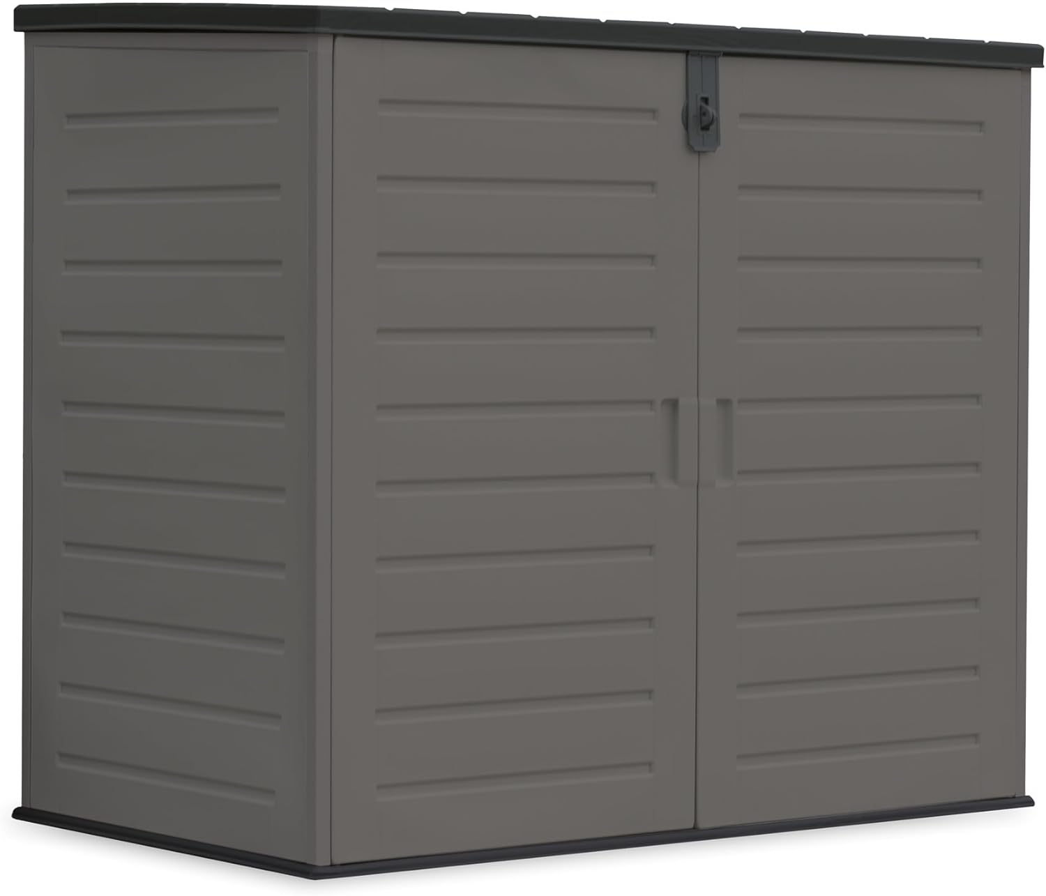 Wasabi - Mülltonnenbox aus Harz 1170L – 140x82x124cm – Inklusive Boden – Doppeltür und klappbarer Deckel – Metallrahmen – Polypropylen-Paneele – Riegelschloss – Gartenschuppen
