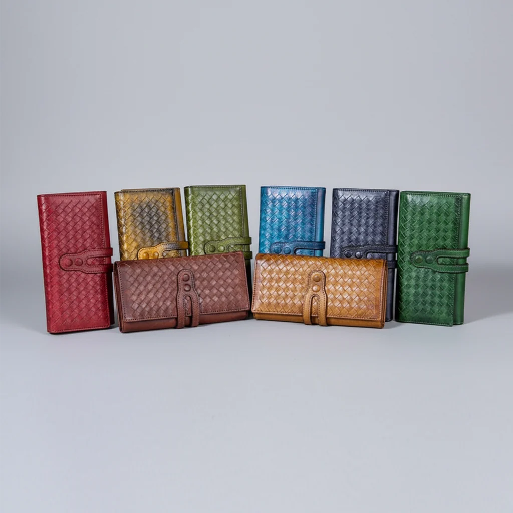 Personalized Handwoven Full-Grain Leather Long Wallet