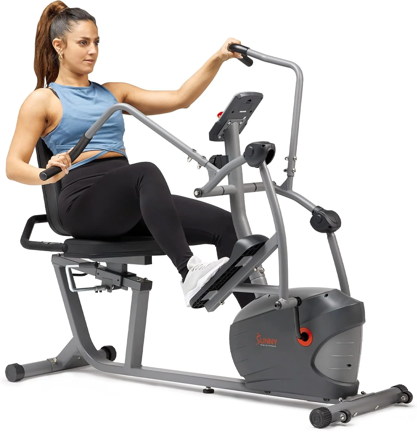 Sunny Health & Fitness Smart Recumbent Bike. Full-Body Home Training with Arm/Leg Exercisers