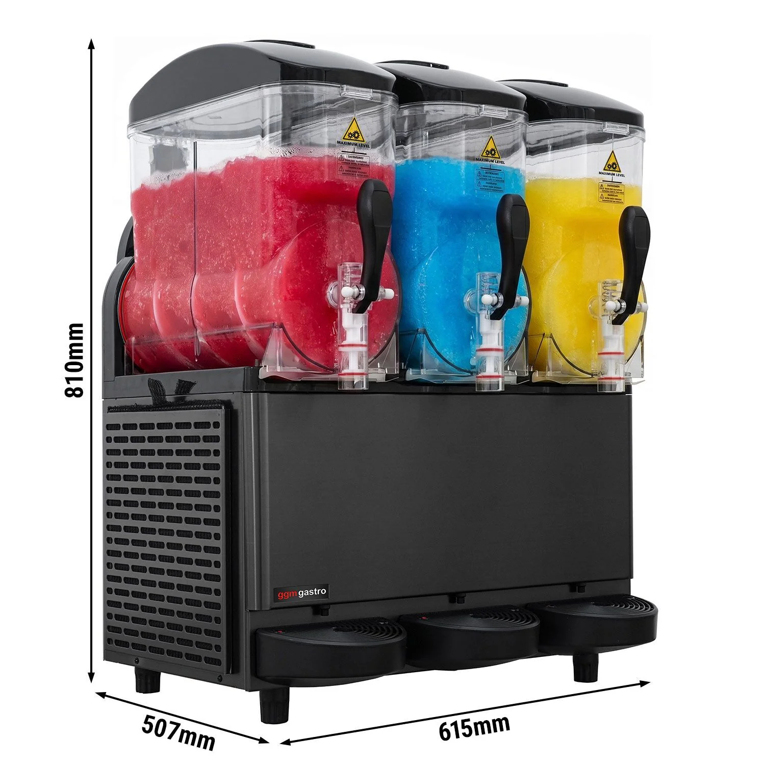 Slushmaskin - 3x 12 l - 1,08 kW - Digital - svart