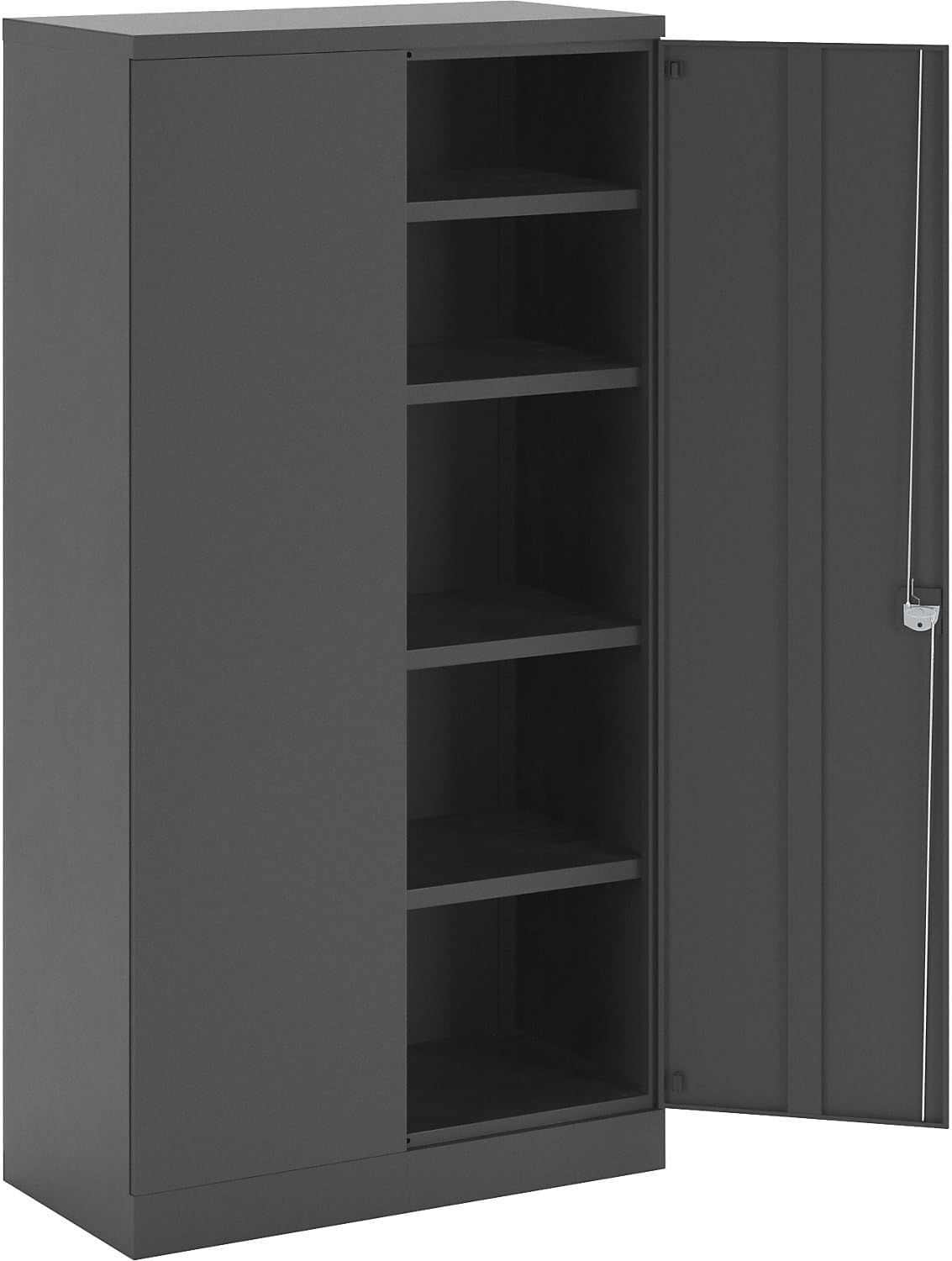 eurokraft | Stahlschrank Nilas | mit 4 Fachböden | HxBxT 1950 x 1000 x 500 mm | tiefschwarz