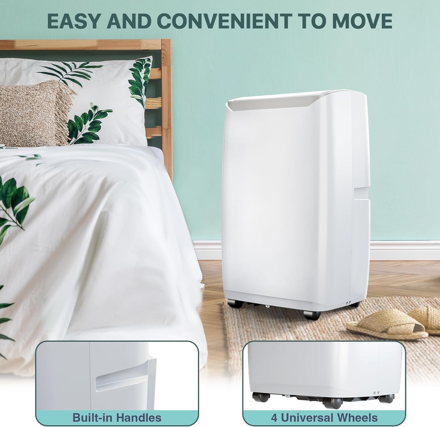 Tragbare Klimaanlagen, 12000 BTU Tragbarer AC für Räume bis zu 550 Sq.Ft, 3-in-1 AC mit schneller Kühlung, Luftentfeuchter & Drei-Geschwindigkeits-Lüfter, 24H Timer/Fernbedienung/Ultra Leise für