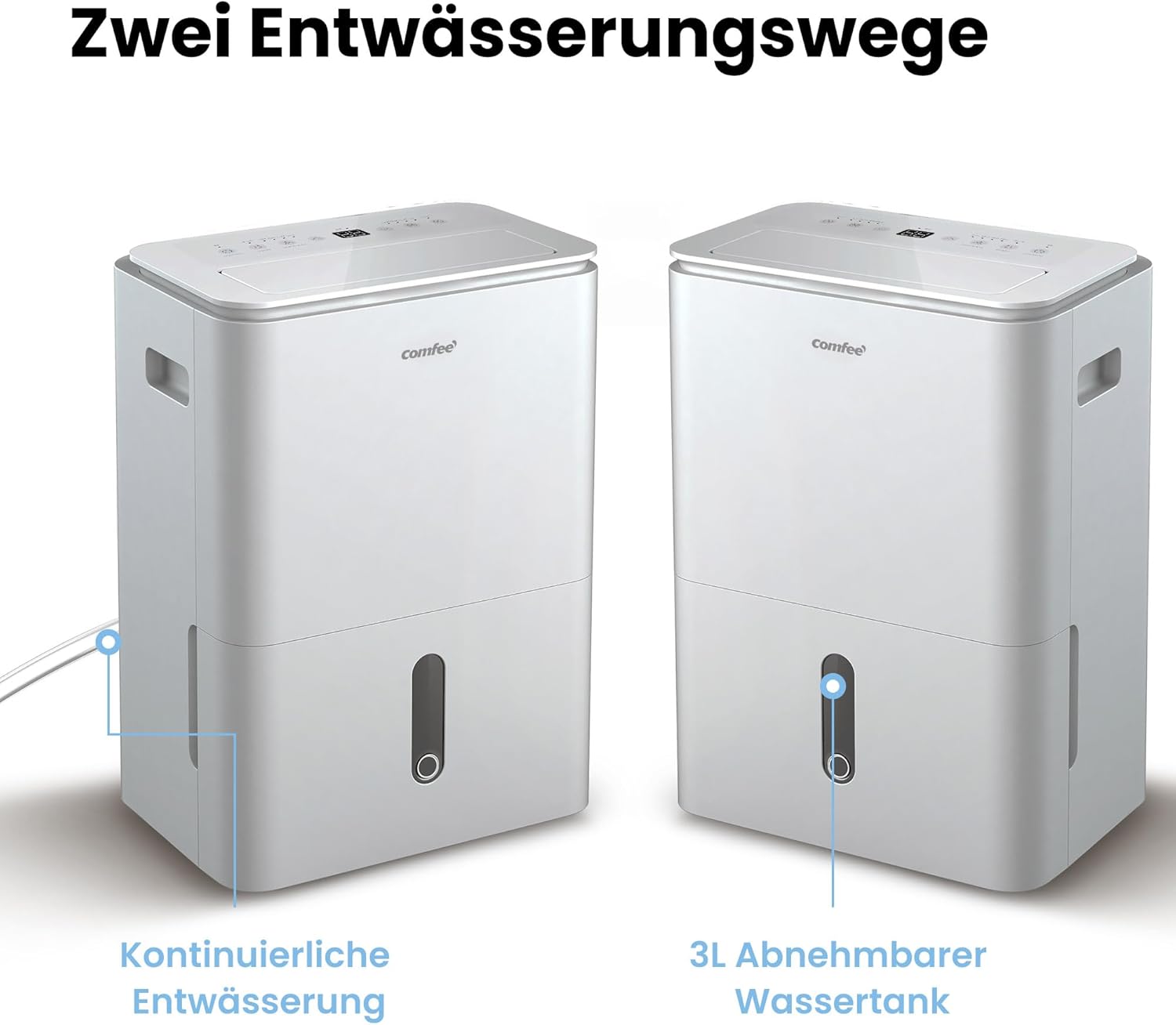Comfee Luftentfeuchter, 30L/24h, Raumgröße ca. 180m³(80m²), Intelligenter Entfeuchtermodus, 24H Timer, Wassertank 3L, MDDP-30DEN7