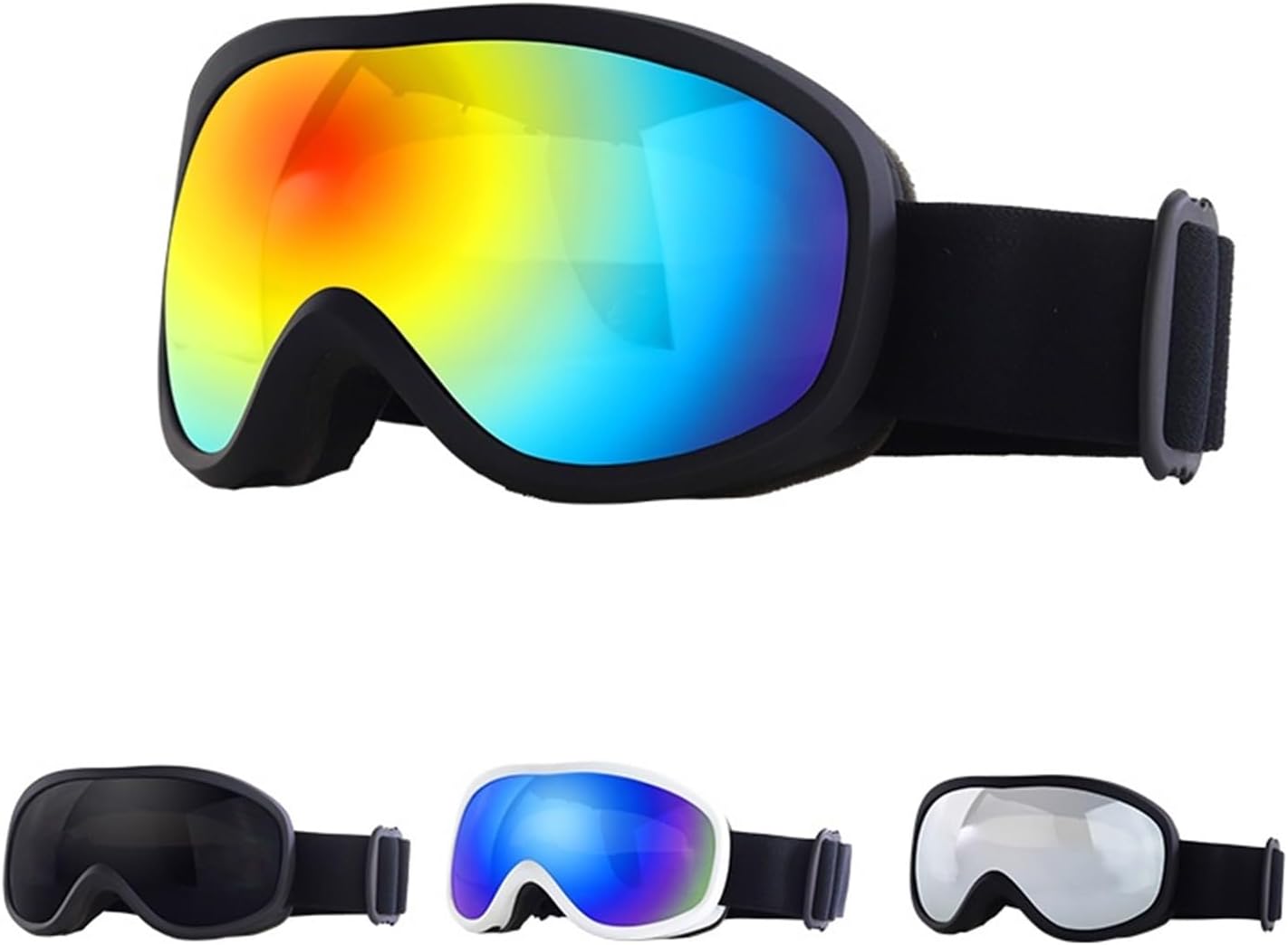 Skibrille, Unisex-Skibrille, doppellagig, UV400-Beschlag, große Skimaske, Brille, Skifahren, Schnee, Herren und Damen, Snowboardbrille, Schutzbrille für den Außenbereich (Farbe: Silber) (Weiß L)