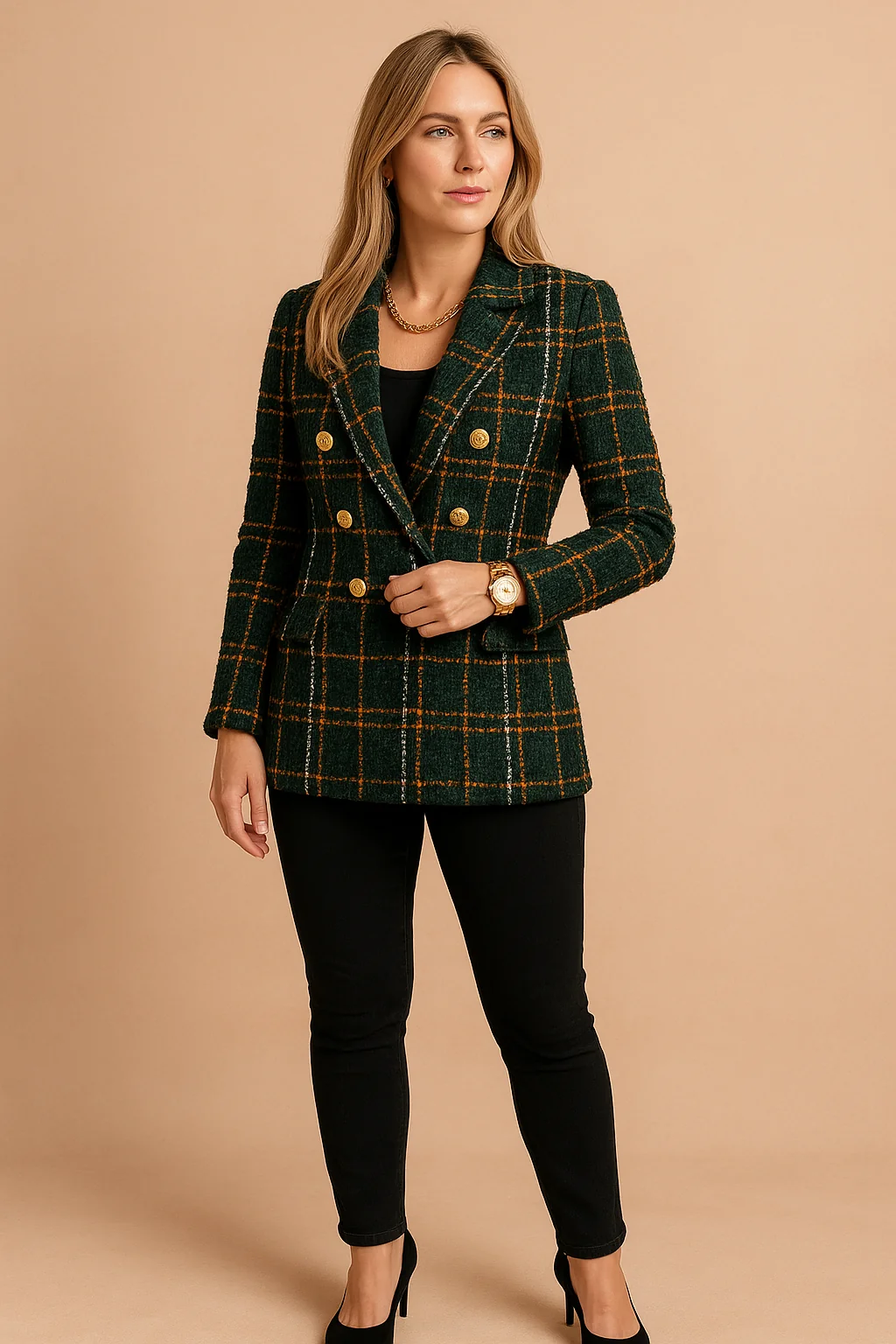 Elegante karierte Damenjacke