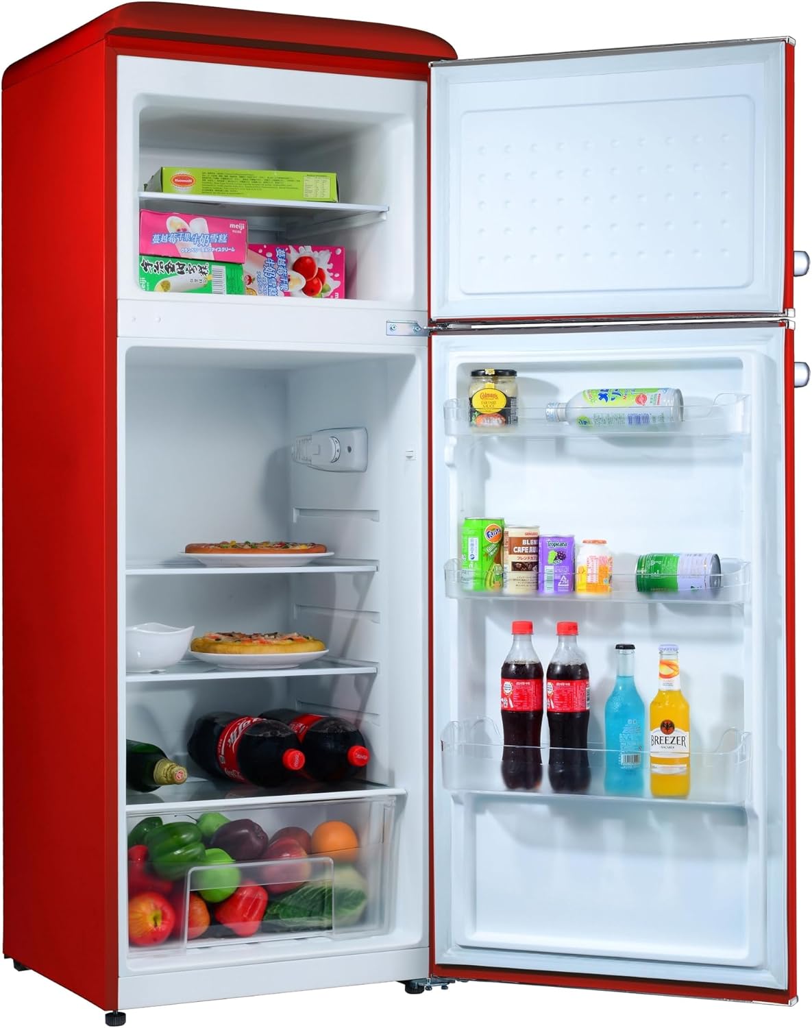 GEDTECH Refrigerateur double-porte vintage GDPV215RD - Congélateur haut - Rouge - Capacité 215L - Faible conso