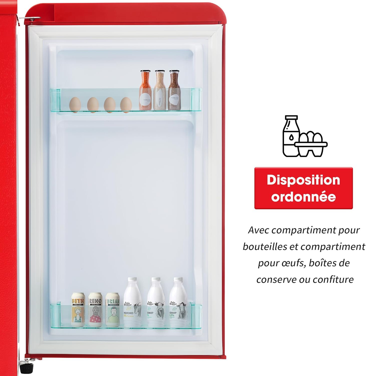 Merax Kühlschrank mit Gefrierfach, Kühl-Gefrierkombination, klein Kühlschrank mit 51L und Gefrierschrank 21L, Leise, LED, Glasablagen, Gemüsefach, Türablagen, für Küche, Wohnzimmer, Büro, Schwarz