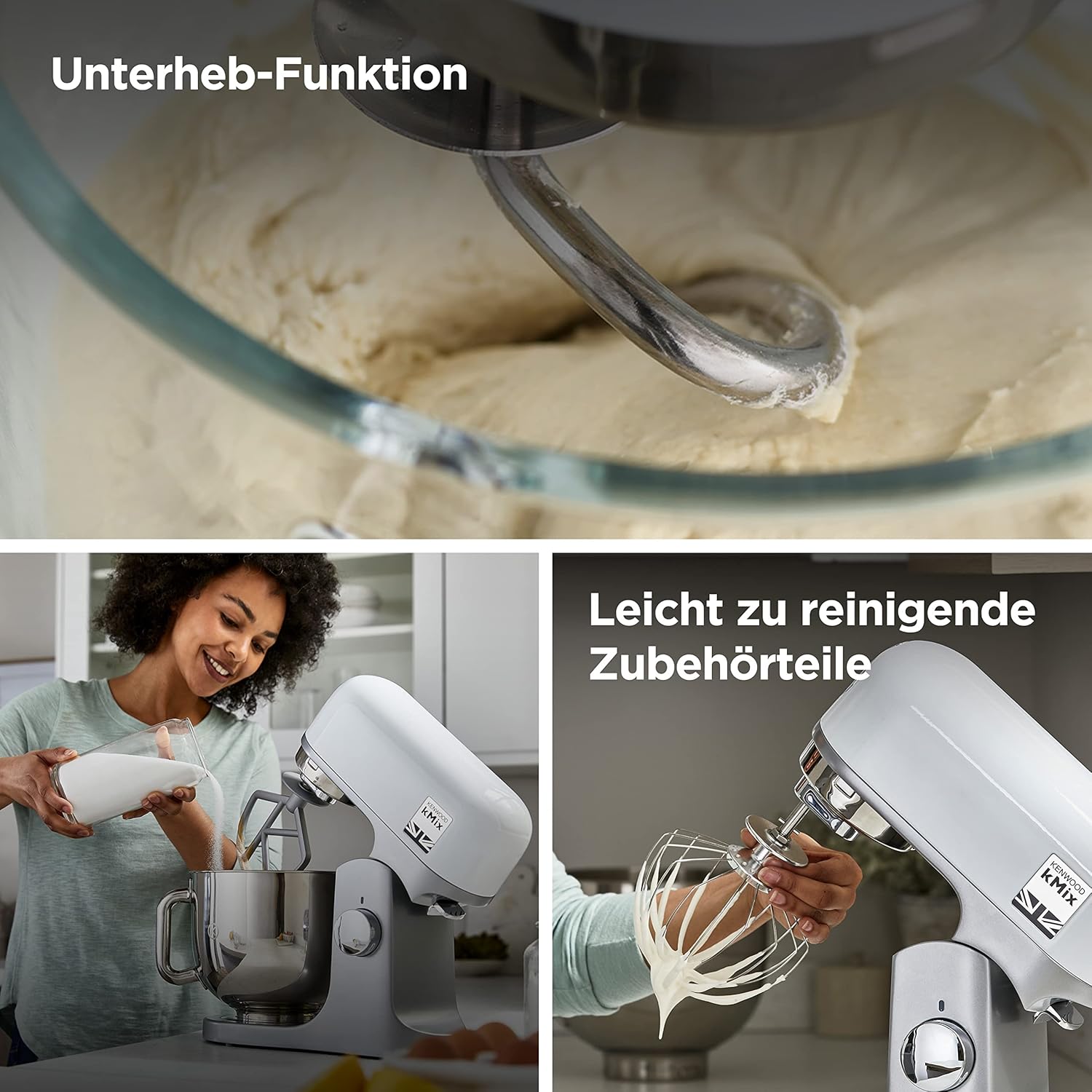 Kenwood kMix KMX750RD Küchenmaschine, 5 l Edelstahl Schüssel, Safe-Use-Sicherheitssystem, Metallgehuse, 1000 Watt, inkl. 3-Teiligem Patisserie-Set und Spritzschutz, Rot