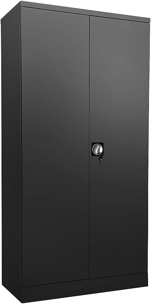 eurokraft | Stahlschrank Nilas | mit 4 Fachböden | HxBxT 1950 x 1000 x 500 mm | tiefschwarz