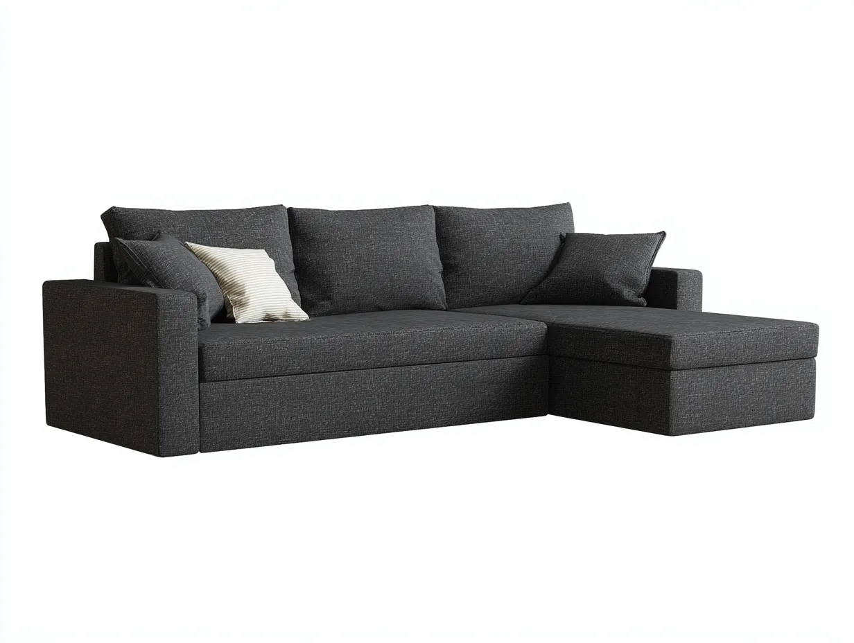 Ecksofa-Stoff-Holz-236 x 150 x 83 cm-Dunkelgrau-Moderner Minimal Wohnstil