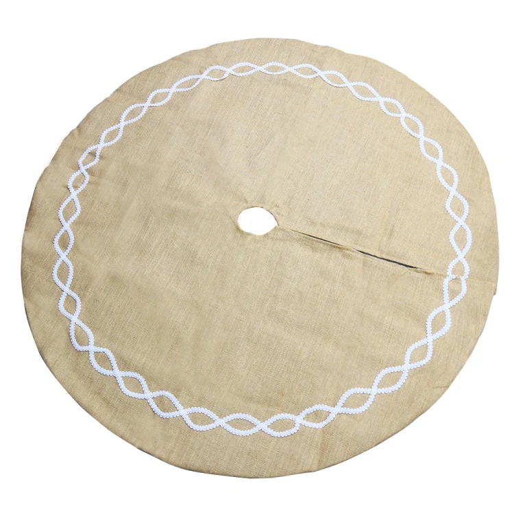 Christmas Decorations Jute Cloth Tree Skirt Tree Bottom Decoration Christmas Tree Apron, Jute Cloth Tree Skirt
