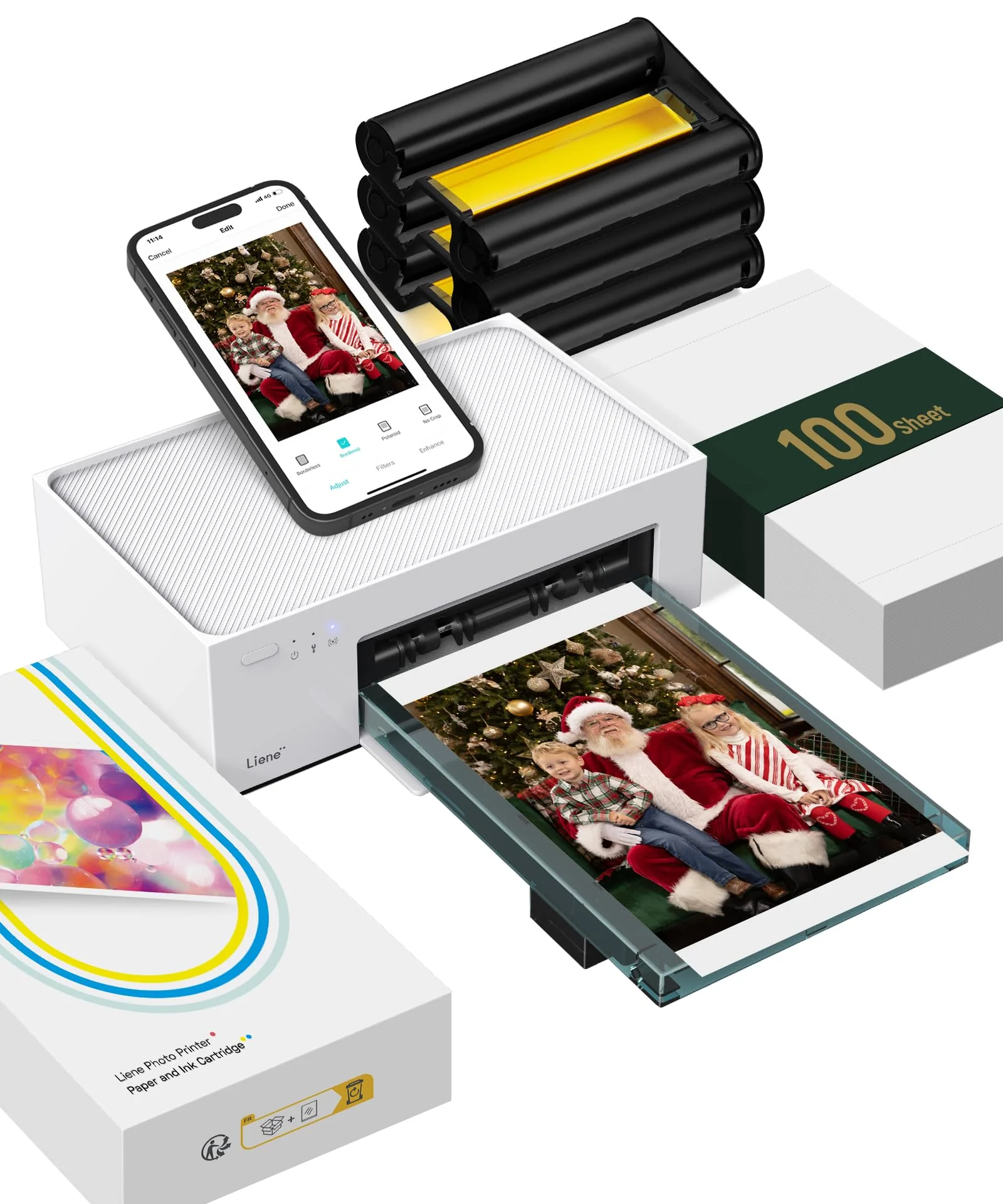Liene 4?6 Photo Printer with Wi-Fi, 100 Sheets, Thermal-Dye Sublimation, for iPhone & Android