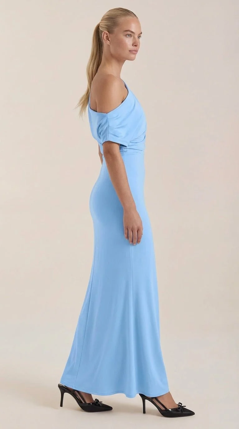 One-Shoulder-Maxikleid
