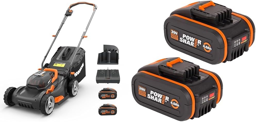 WORX WG743E Akku-Rasenmäher 40V – Profi Rasenmäher mit Mulchfunktion & PowerShare Akku – Rasenmähen ohne Kabel – Ideal für Gärten bis zu 500m²