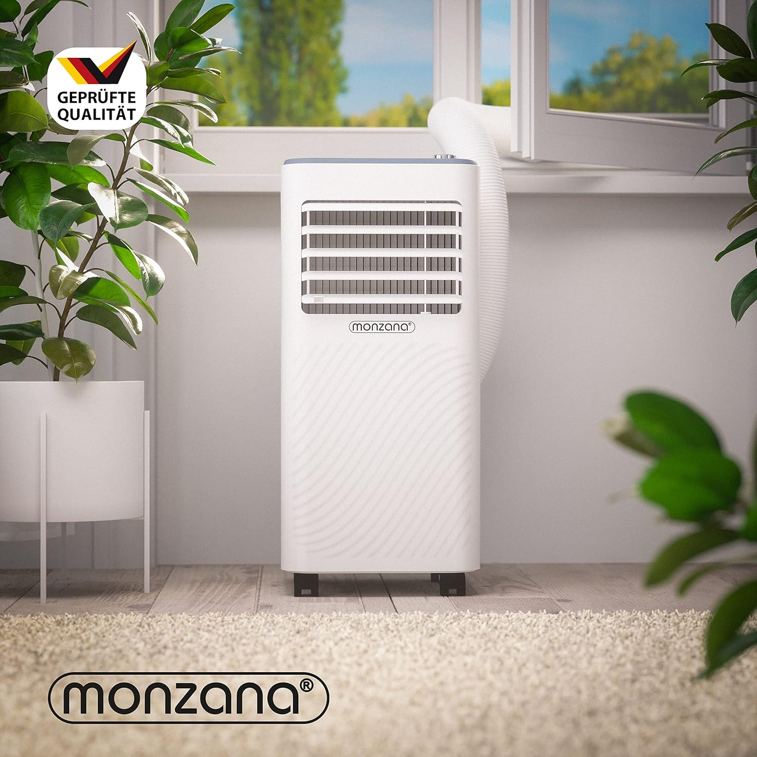 Monzana® lokale Klimaanlage MZKA2000 Mobil Abluftschlauch 7000BTU 3in1 750W 24h Timer 25qm Fernbedienung Luftentfeuchter Rollladenkit Klimagerät