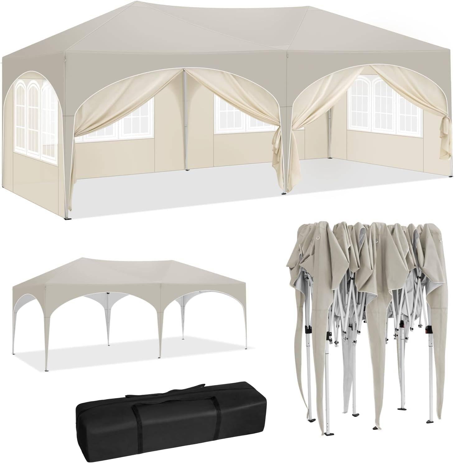 Sonnenschutz Überdachung Terrasse Garten Pavillon 3x6m wasserdicht stabil UV50+ mit 6 Seitenwänden höhenverstellbar Sonnenschirm Pop-up Faltpavillon für Camping & Party