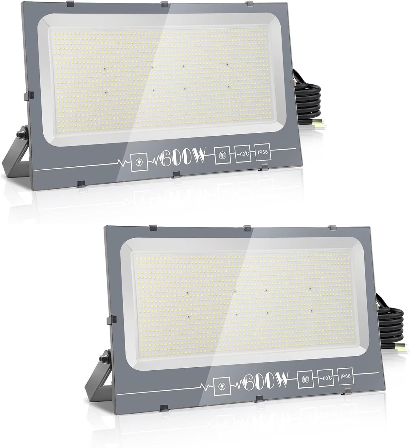 600WX2 LED Strahler Außen, Superhell Aussenstrahler 60000LM Baustrahler, IP66 Wasserdicht Flutlicht Außenleuchte 6500K Warmweiß Scheinwerfer für Garage, Garten, Sportplatz