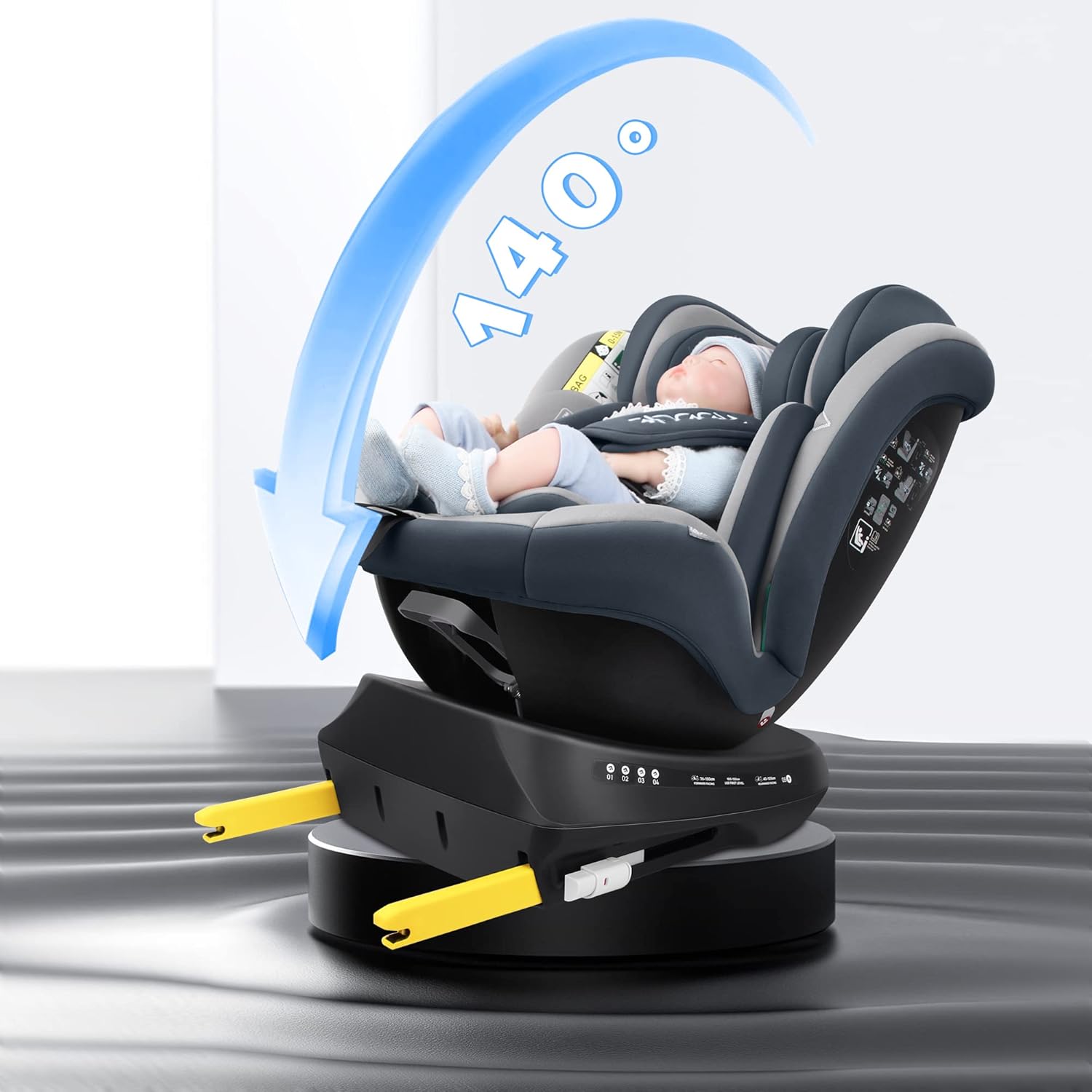 Reecle 360 Drehbar i-Size Kindersitz mit ISOFIX 40-150 cm (0-36 kg) Reboarder, ab Geburt -12 Jahre, ECE R129